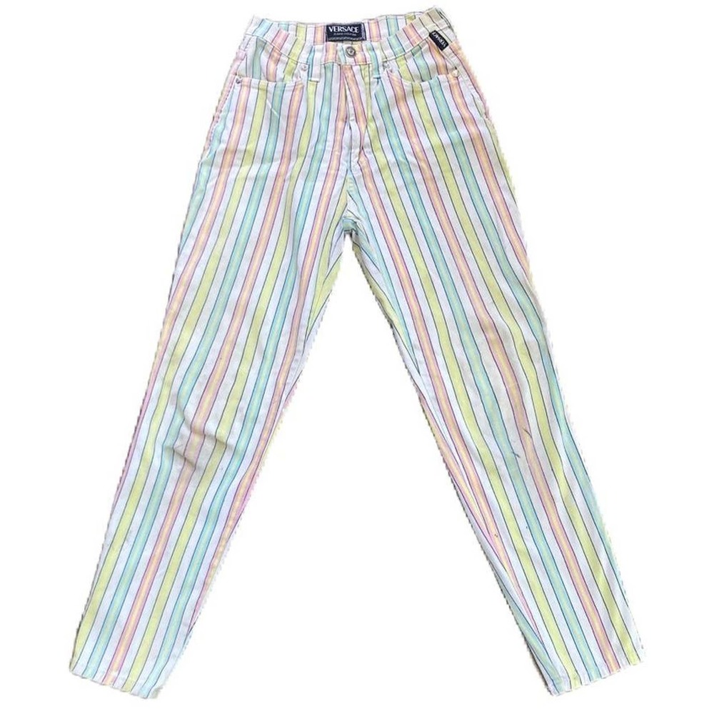 Iconic Versace couture candy striped jeans